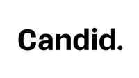 Candid logo - black text on white background