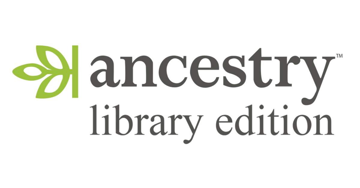 Logo for Ancestry Library Edition featuring a branch with three leaves