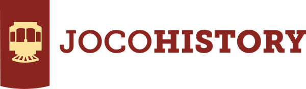 JoCoHistory logo with illustrated silhouette of a Strang Line railcar