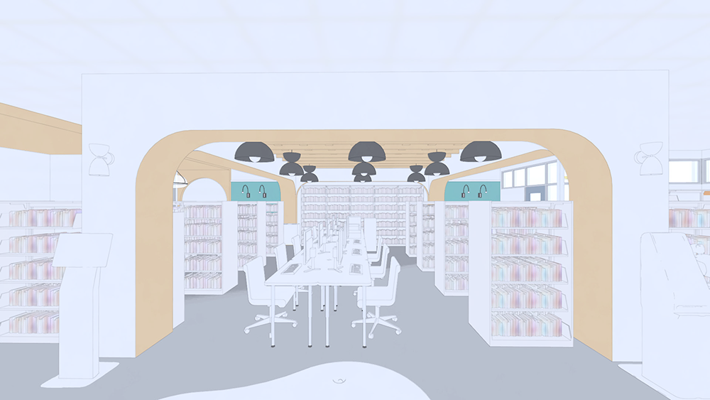 Rendering of the new computer area at De Soto Library