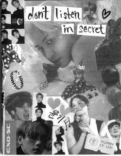 Collage of many faces with the text “don’t listen in secret”.