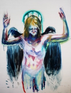 Painting of multicolored angelic figure