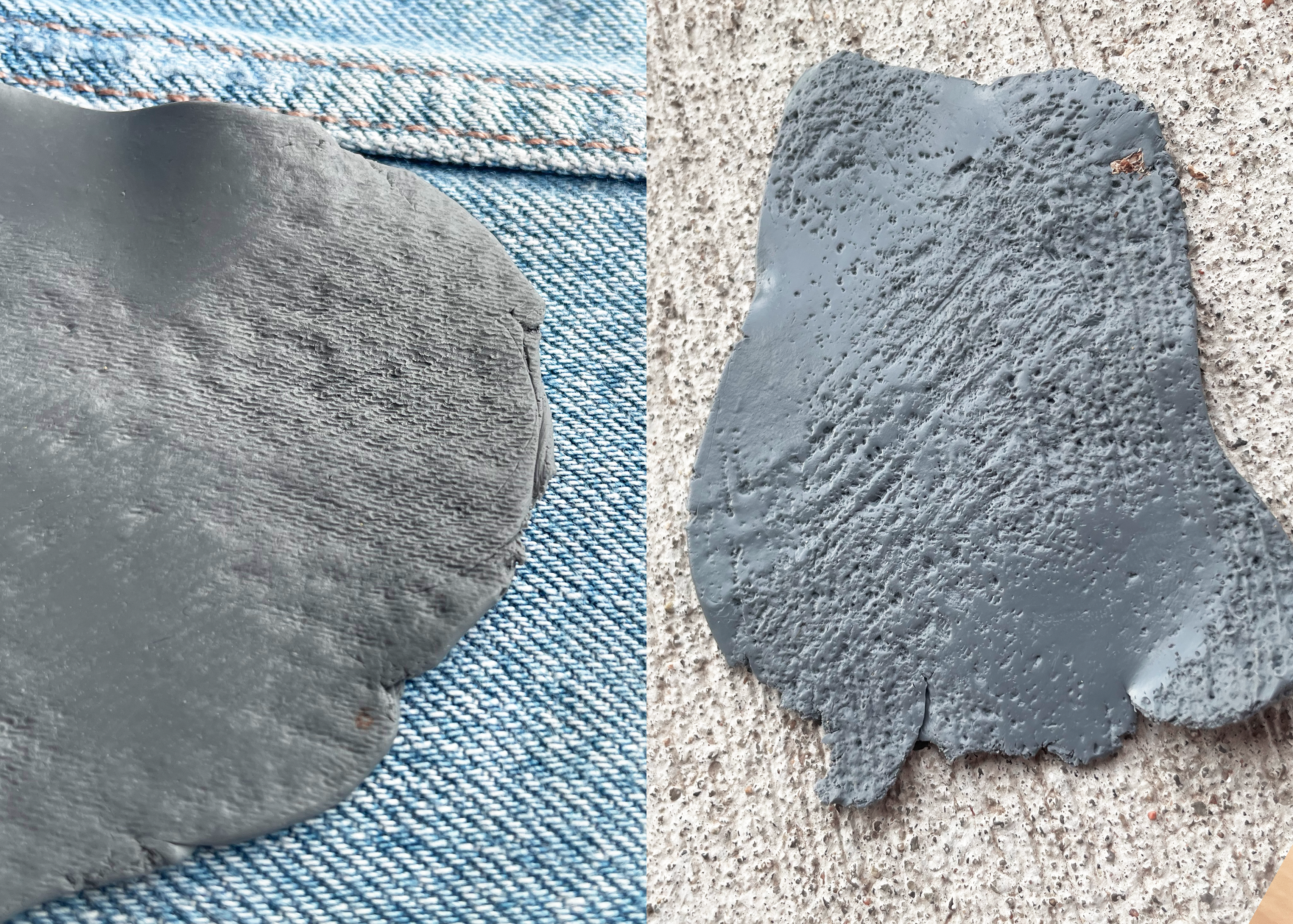 Image of clay with jean texture and concrete texture