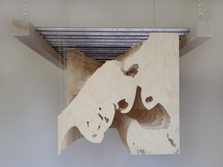 Hanging, wood cuts sculpture.