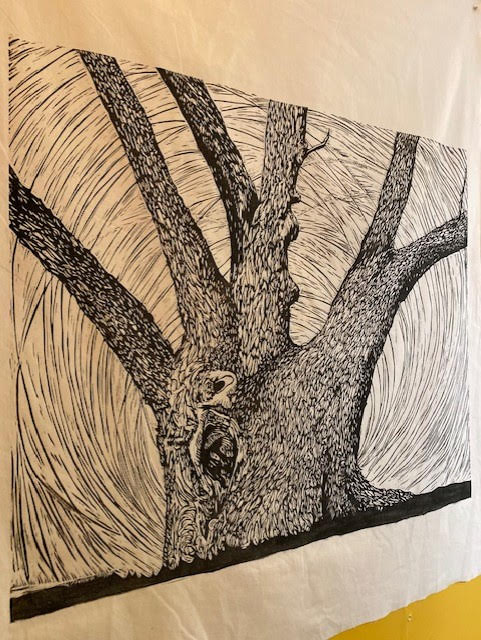 woodcut art of Tree Trunk