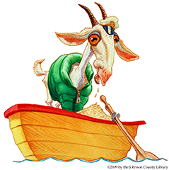 Goat in the boat eating oats