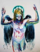 Painting of a multicolored angelic figure