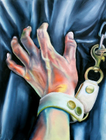 Painting of a handcuffed hand