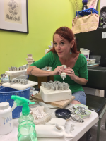 Woman working in her art studio