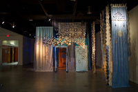 Hanging textile designs art installation