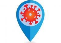 A blue map location icon