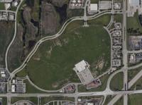 Aerial view where the Great Mall of the Great Plains used to reside