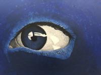 Painting of a blue eye.