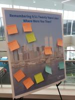 A display asking people to write where they were on September 11, 2001