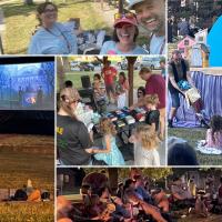 a collage of images from a movies in the park event