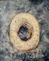 Child-like painting of a donut.