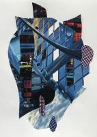 Collage using textural and cityscape images.