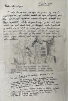 A letter with drawing and sheer overlay.