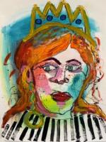 Abstracted, colorful portrait of a woman.