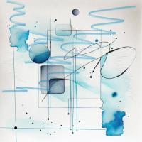 Digital image of blue shapes and lines.