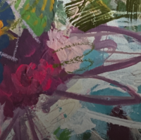 Painted, abstract colors that look like a flower blooming