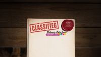 Document marked classified with a wax seal reading Saturday, Sept. 21 6:30 - 10 p.m. and logo below reading Library Lets Loose, Top Secret: an evening of espionage on wood background. 