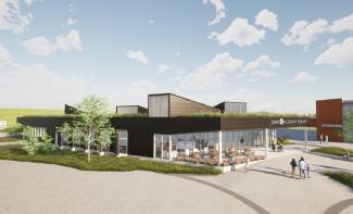 A computer rendering of the future Merriam Plaza Library