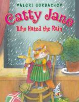 Catty Jane Who Hated the Rain Cat on a chair looking out at rain
