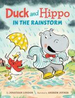 Duck and Hippo in the Rainstorm a hippo and duck jumping in puddles