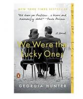 We Were the Lucky Ones cover. Man and woman sit on bench with their backs facing us. 