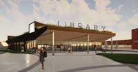 Exterior view of proposed Merriam library