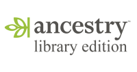 Logo for Ancestry Library Edition featuring a branch with three leaves