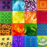 Make It All Together Now Example Squares of all different colors and with unique designs.