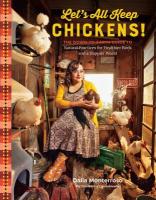 Woman in dress and yellow sweater holding a chicken in a fancy coop full of a variety of chickens