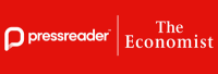 PressReader and The Economist Logos for PressReader and The Economist on a red background