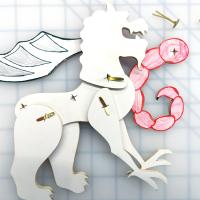Paper puppet being assmbled
