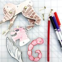 Paper puppet being colored