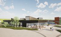 A computer rendering of the future Merriam Plaza Library