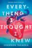 Everything I Thought I Knew Book Cover: Everything I Thought I Knew title text on top of a red and blue watercolor heart illustration.